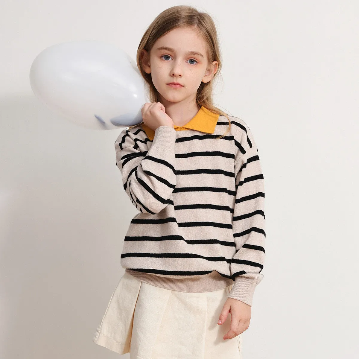 100% Wool Kids Striped Collar Sweater