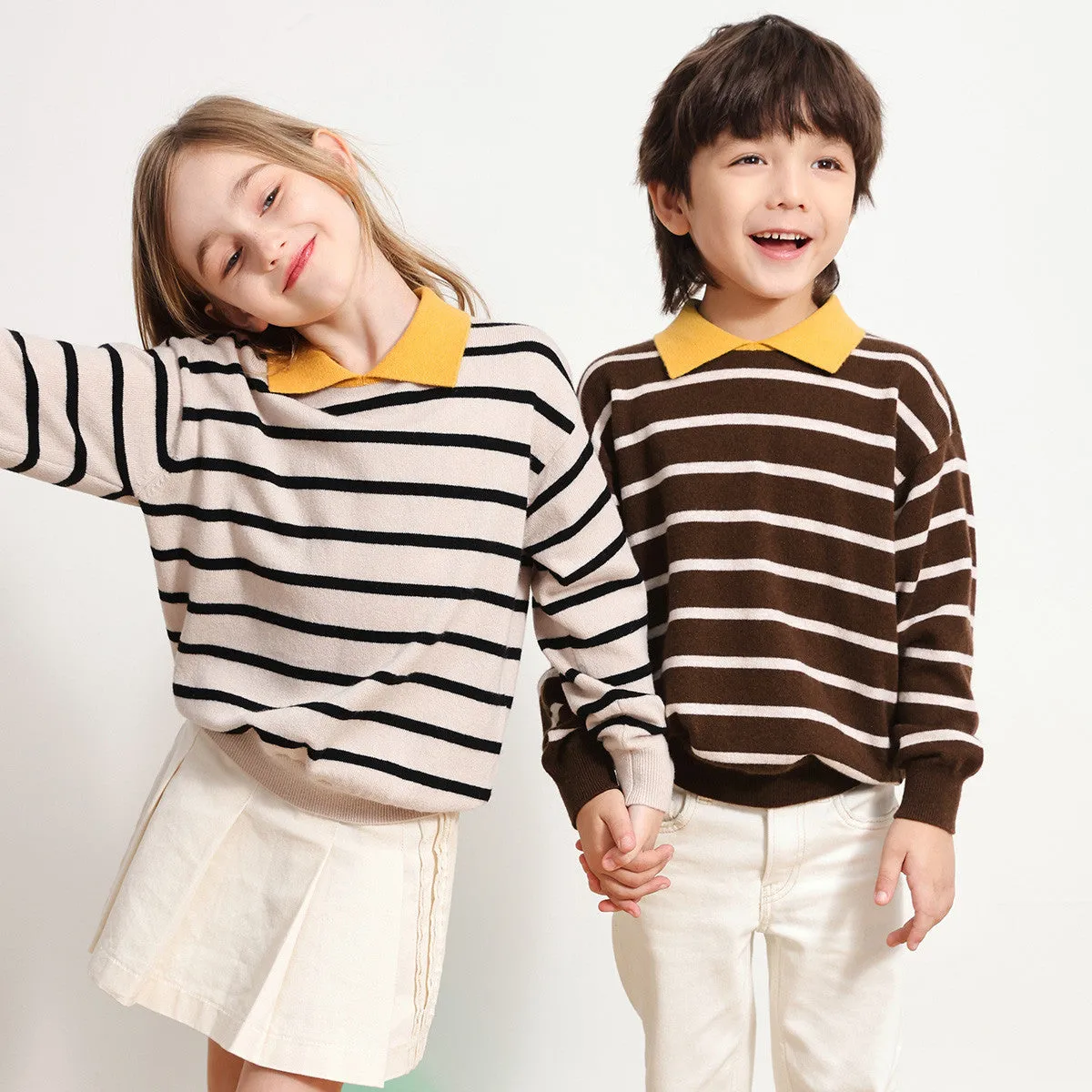 100% Wool Kids Striped Collar Sweater