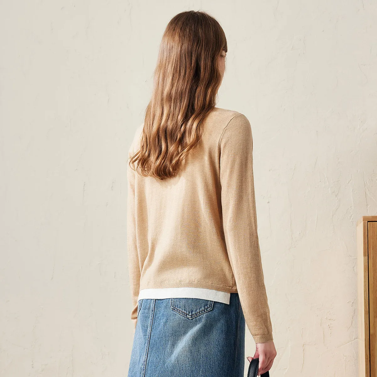 100% Wool Layered Look Pullover Sweater