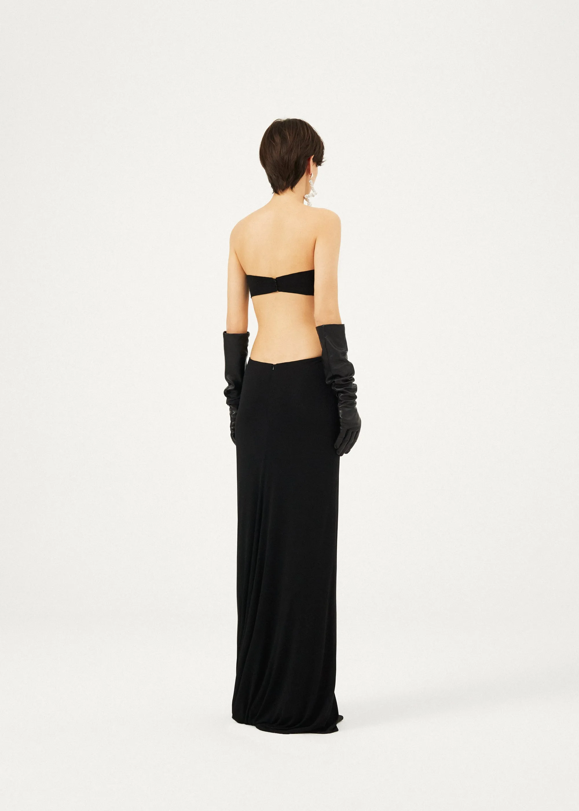 3D rose jersey gown in black