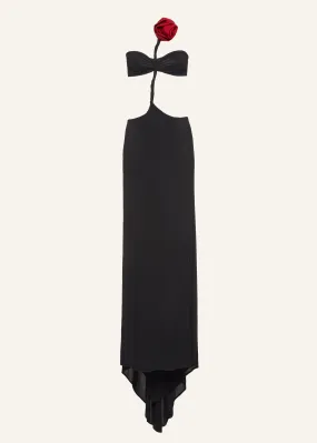 3D rose jersey gown in black