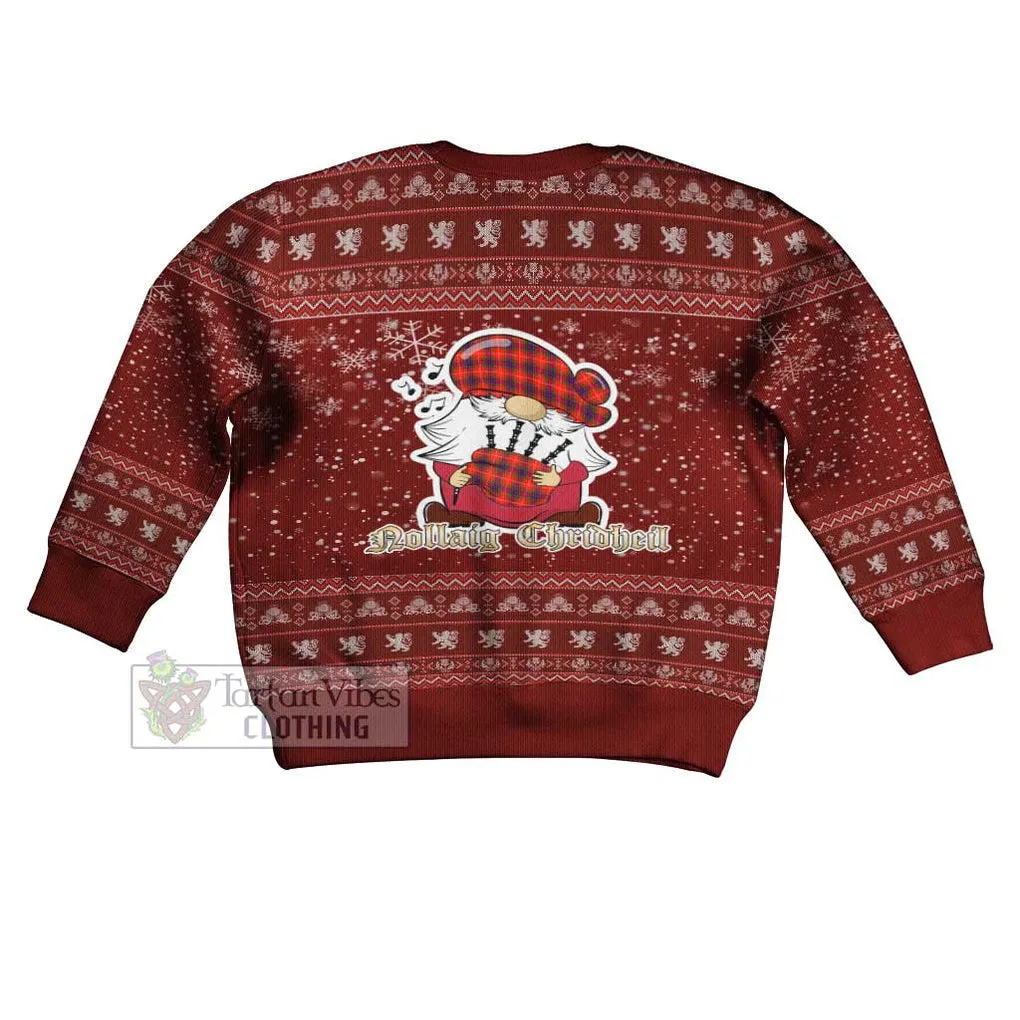 Abernethy Clan Christmas Kid Ugly Sweater with Gnome Playing Bagpipes