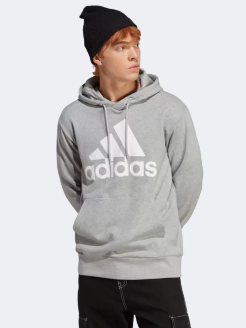 Adidas Essentials Big Logo Men Sportswear Hoody Grey Heather