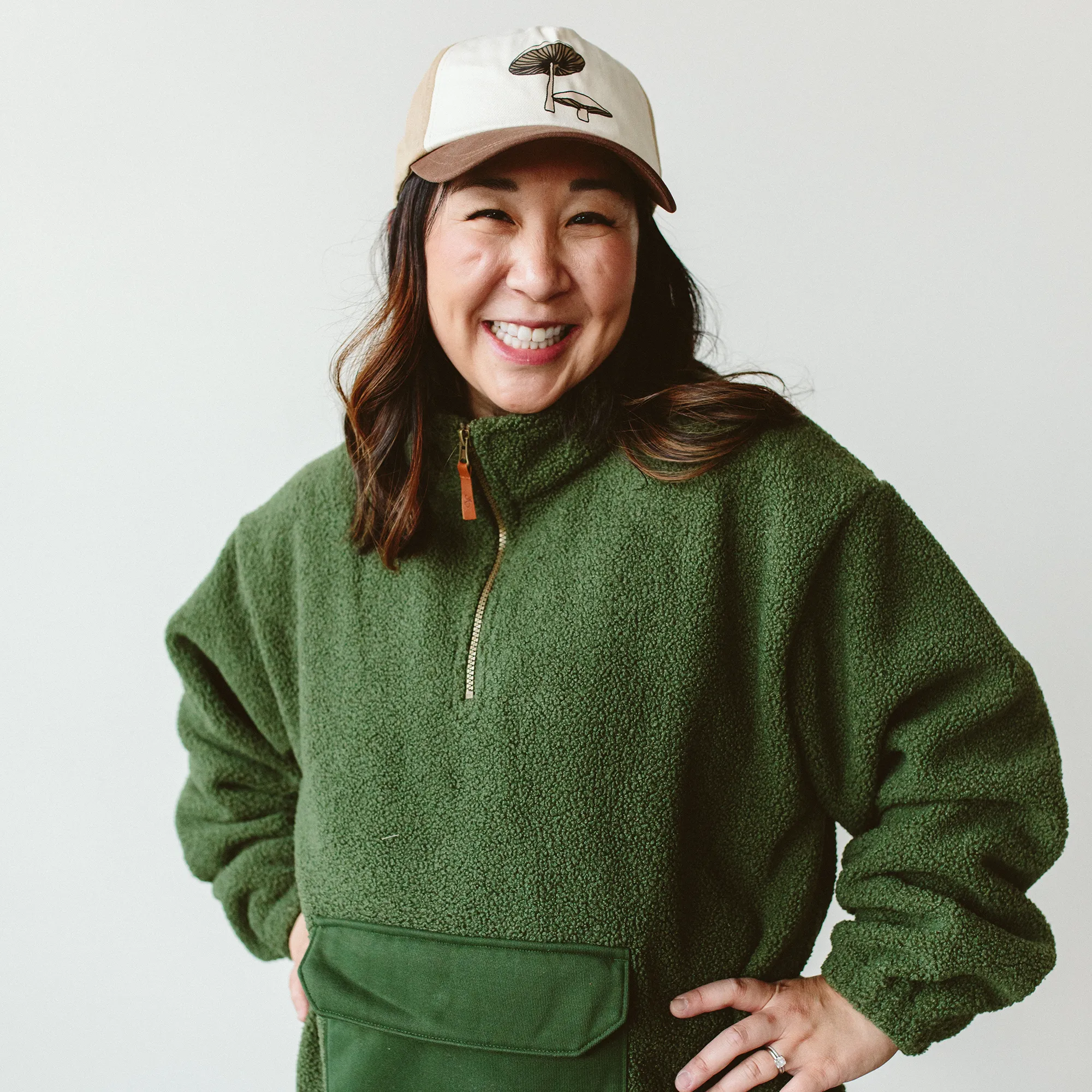 Adult Sherpa Zip Pullover - Spruce