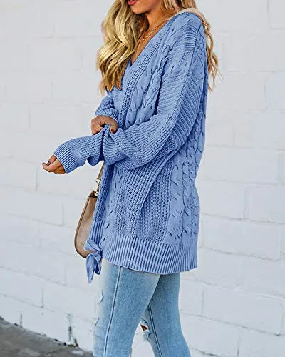 Aegean Lace Up Cable Knit Sweater