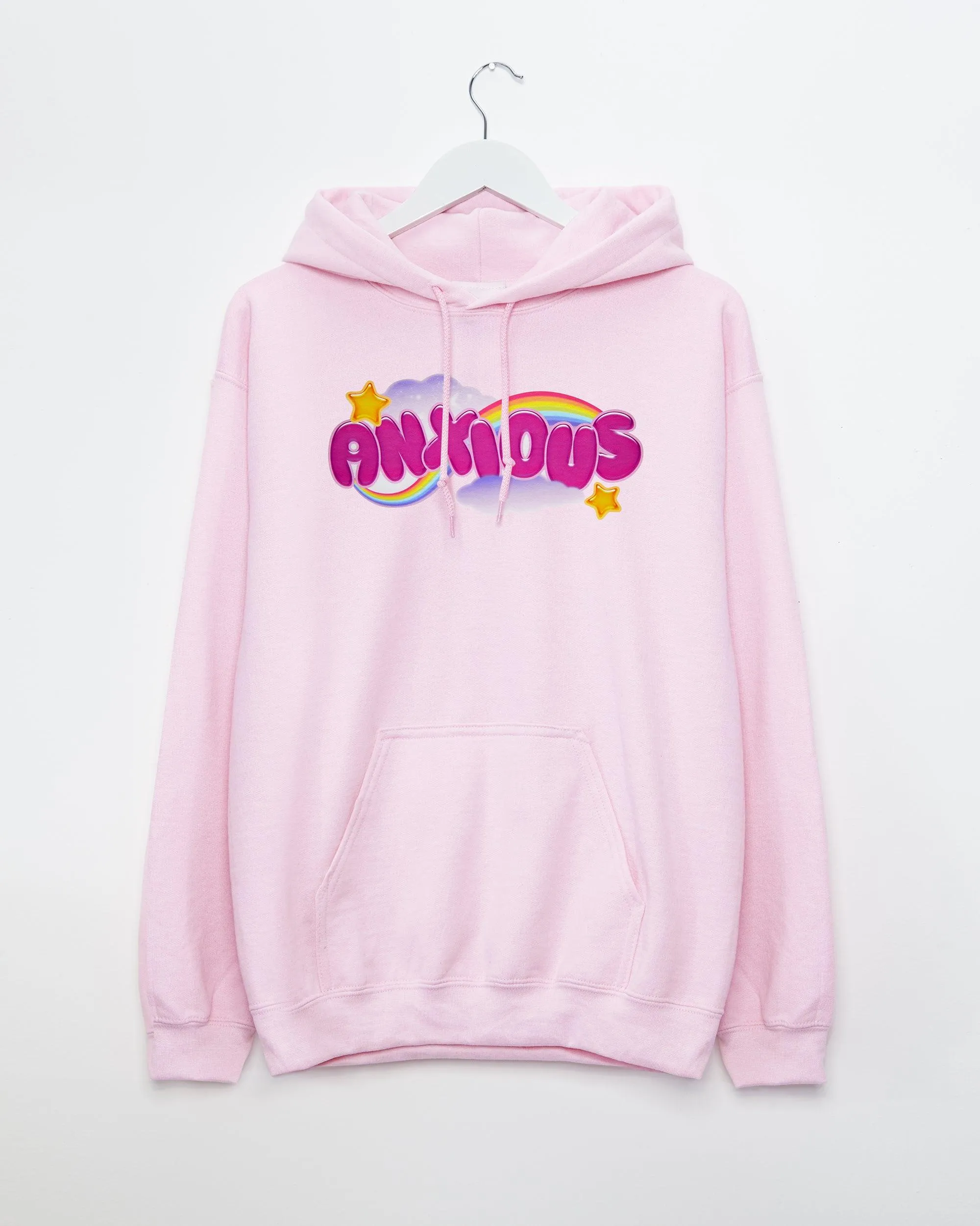 Anxious but cute on pink - pullover hoodie.