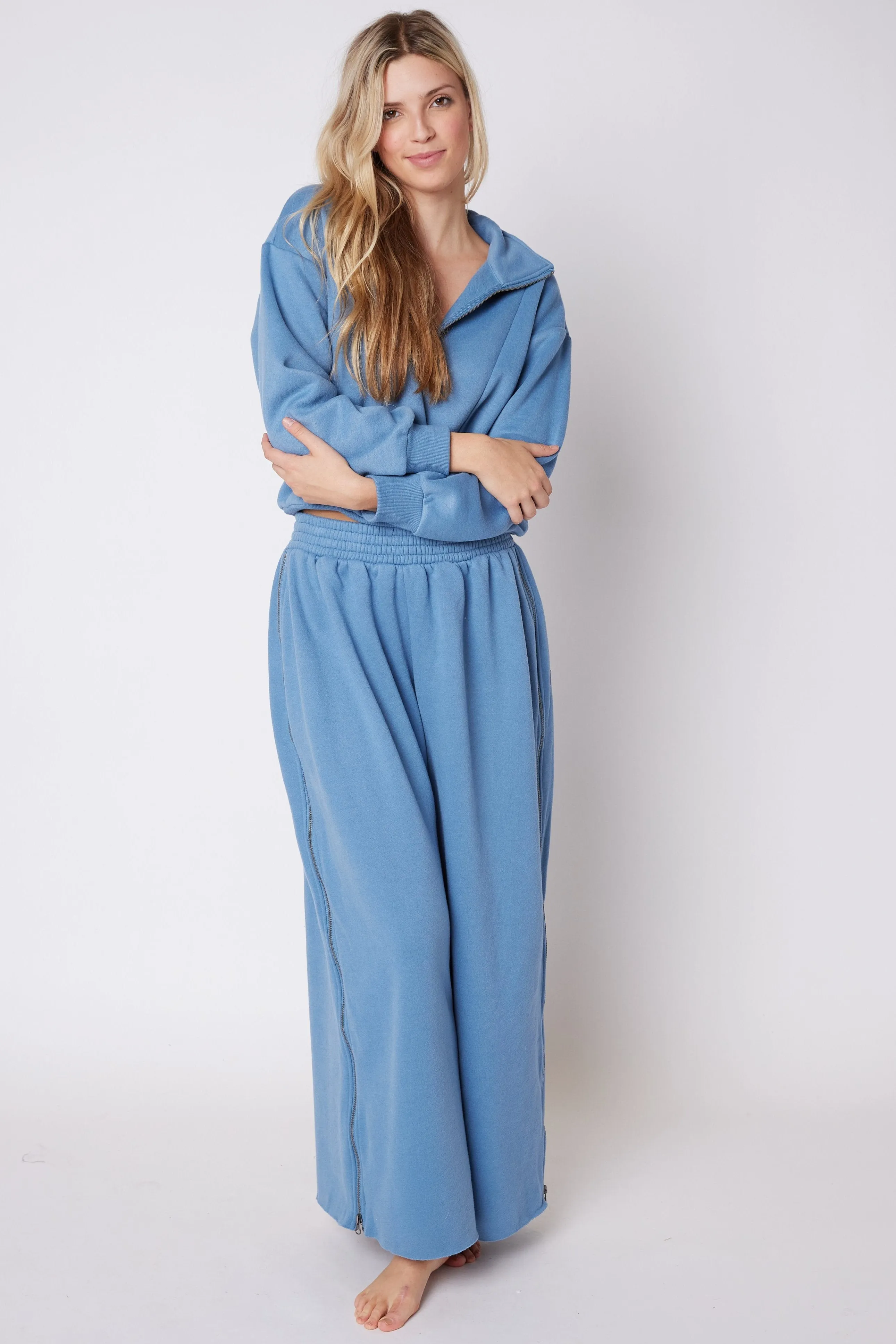 Aria Wide Leg Zipper Sweatpant