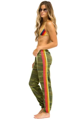 Aviator Nation 4 Stripe Sweatpants in Camo/Neon