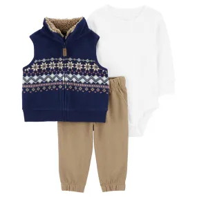 Baby Boys' 3-Piece Fair Isle Little Vest Set 1Q107310