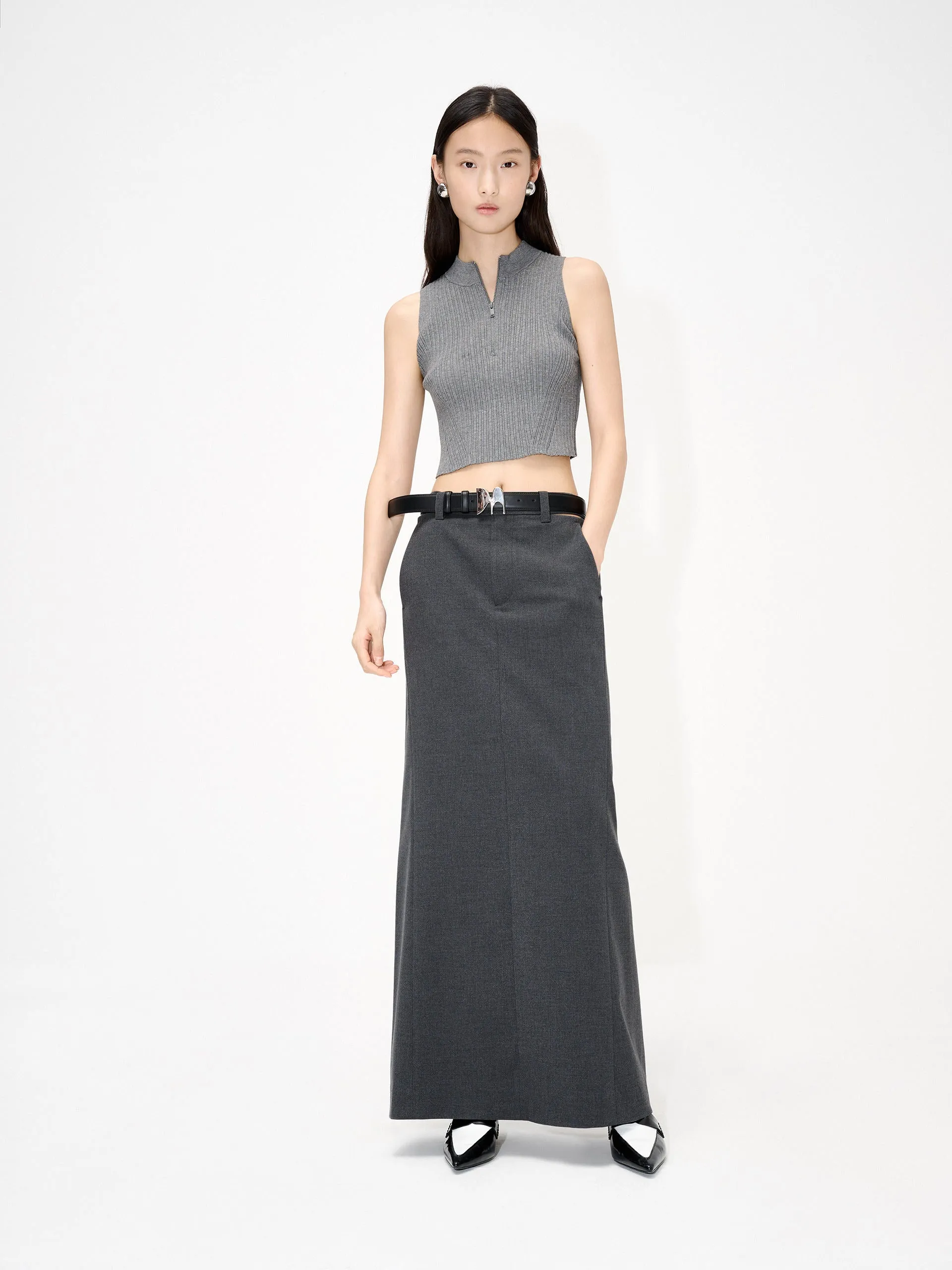 Back Slit Maxi Skirt