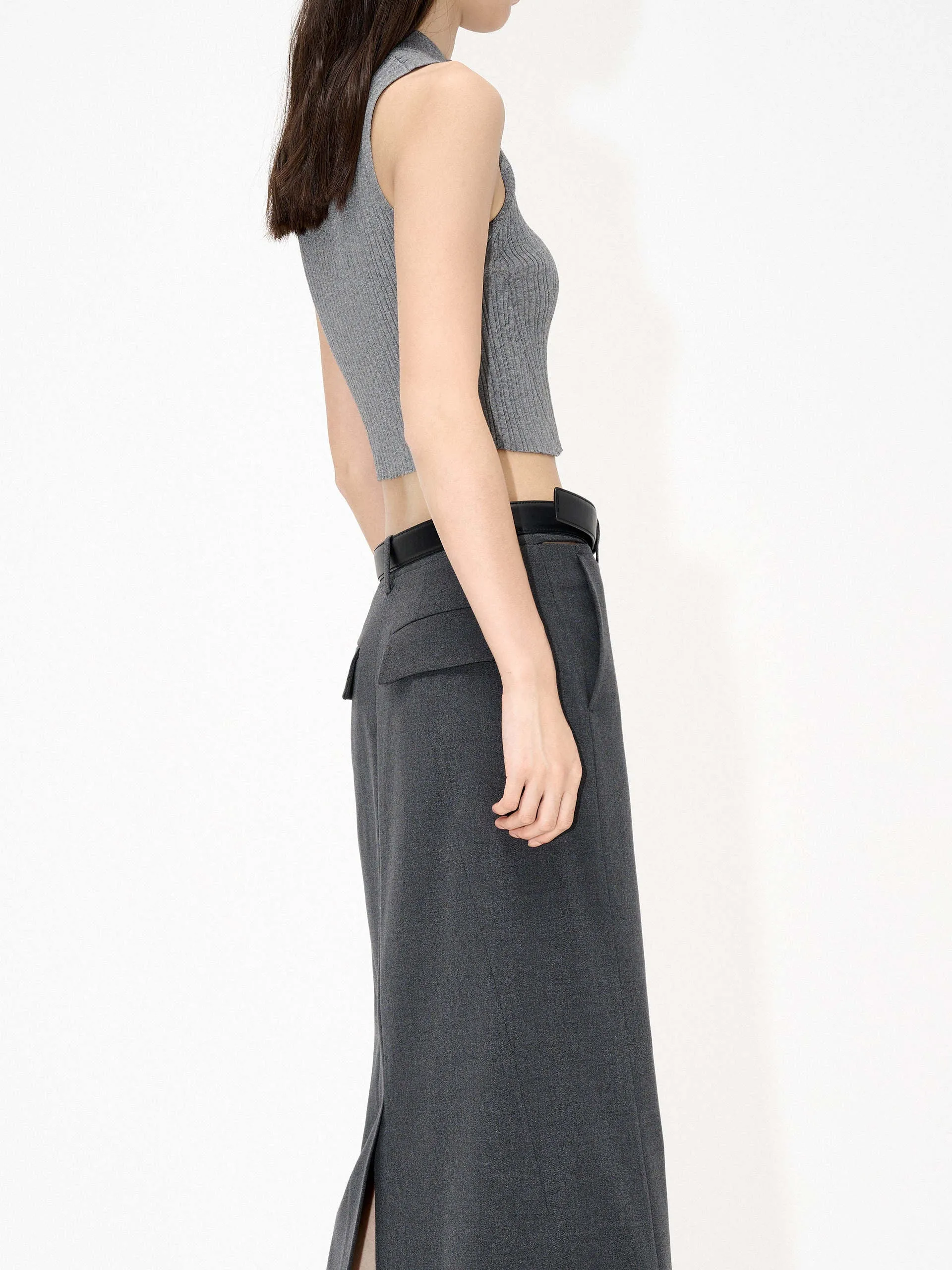 Back Slit Maxi Skirt