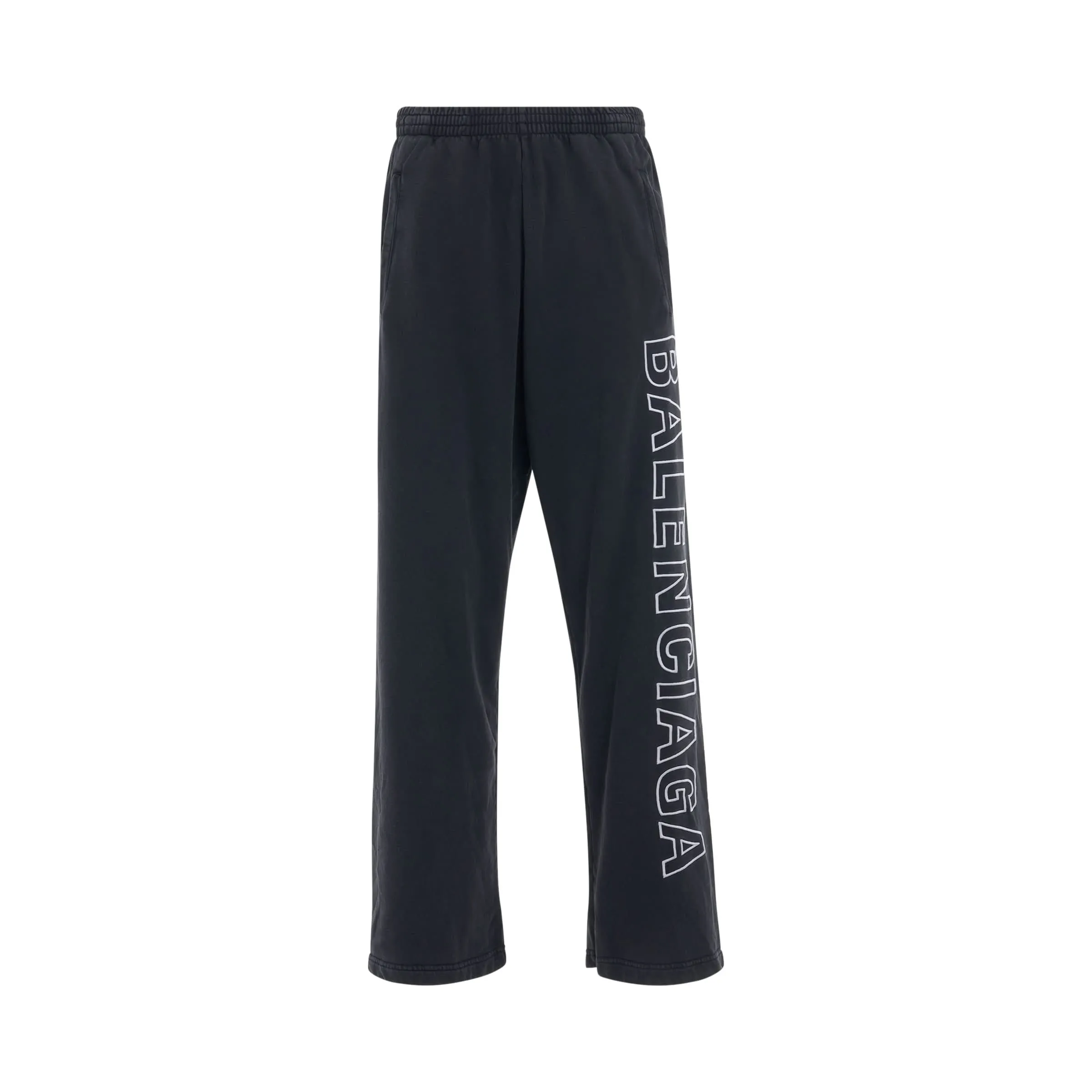 Baggy Sweatpants in Washed Black/White