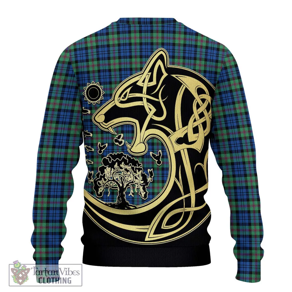 Baird Ancient Tartan Ugly Sweater with Family Crest Celtic Wolf Style