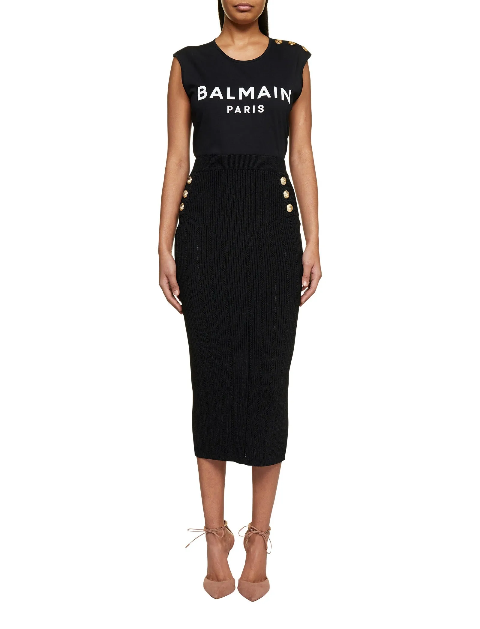 Balmain High Waist Pencil Skirt