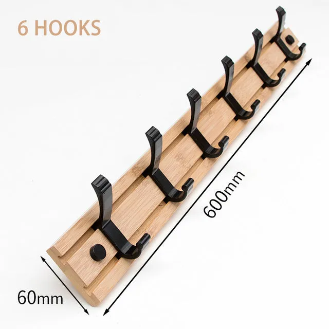 Bamboo Coat Rack Double Wall Hooks Hat Clothes Hook Hanger Organizer for Bathroom Bedroom Hallway Kitchen Accessories