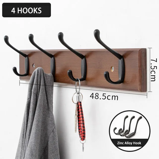 Bamboo Coat Rack Double Wall Hooks Hat Clothes Hook Hanger Organizer for Bathroom Bedroom Hallway Kitchen Accessories