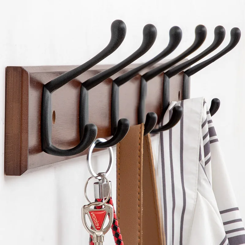 Bamboo Coat Rack Double Wall Hooks Hat Clothes Hook Hanger Organizer for Bathroom Bedroom Hallway Kitchen Accessories