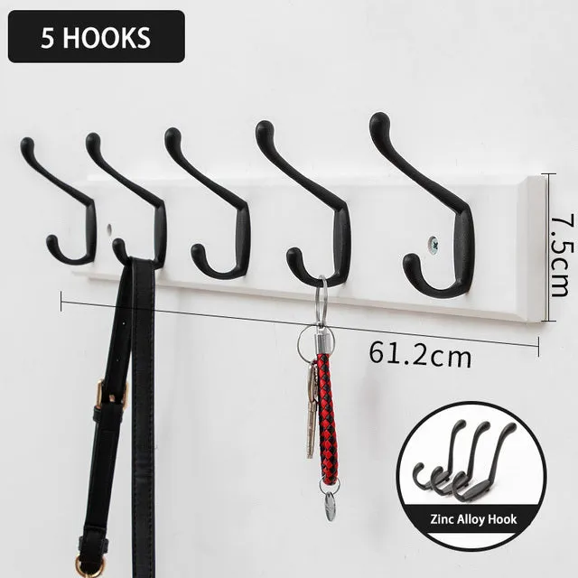 Bamboo Coat Rack Double Wall Hooks Hat Clothes Hook Hanger Organizer for Bathroom Bedroom Hallway Kitchen Accessories