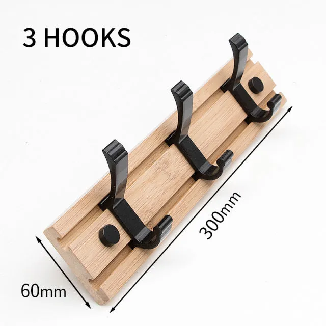 Bamboo Coat Rack Double Wall Hooks Hat Clothes Hook Hanger Organizer for Bathroom Bedroom Hallway Kitchen Accessories