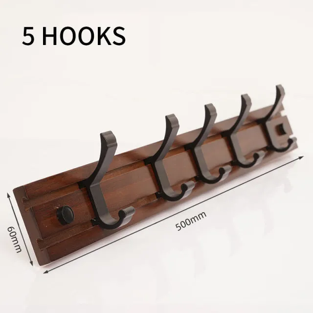 Bamboo Coat Rack Double Wall Hooks Hat Clothes Hook Hanger Organizer for Bathroom Bedroom Hallway Kitchen Accessories