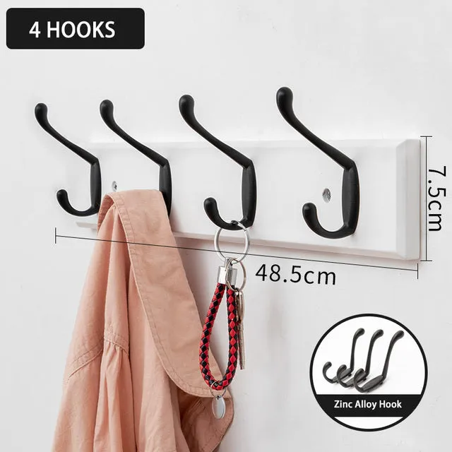 Bamboo Coat Rack Double Wall Hooks Hat Clothes Hook Hanger Organizer for Bathroom Bedroom Hallway Kitchen Accessories