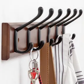 Bamboo Coat Rack Double Wall Hooks Hat Clothes Hook Hanger Organizer for Bathroom Bedroom Hallway Kitchen Accessories