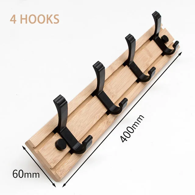 Bamboo Coat Rack Double Wall Hooks Hat Clothes Hook Hanger Organizer for Bathroom Bedroom Hallway Kitchen Accessories