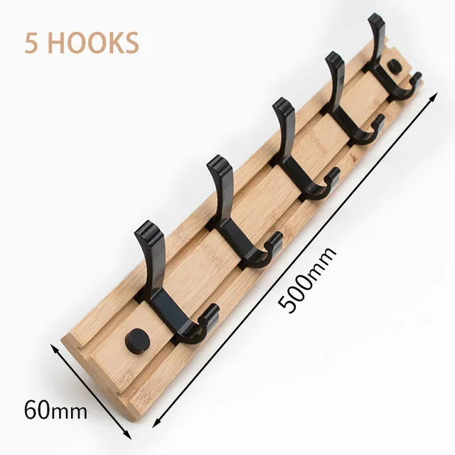 Bamboo Coat Rack Double Wall Hooks Hat Clothes Hook Hanger Organizer for Bathroom Bedroom Hallway Kitchen Accessories