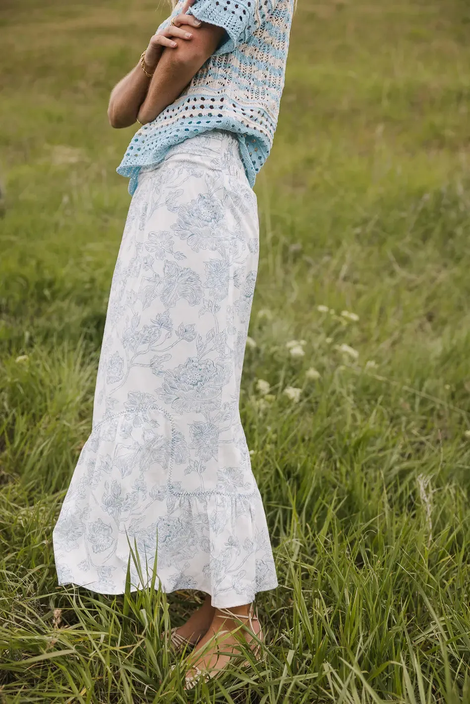 Bastien Floral Skirt in Blue