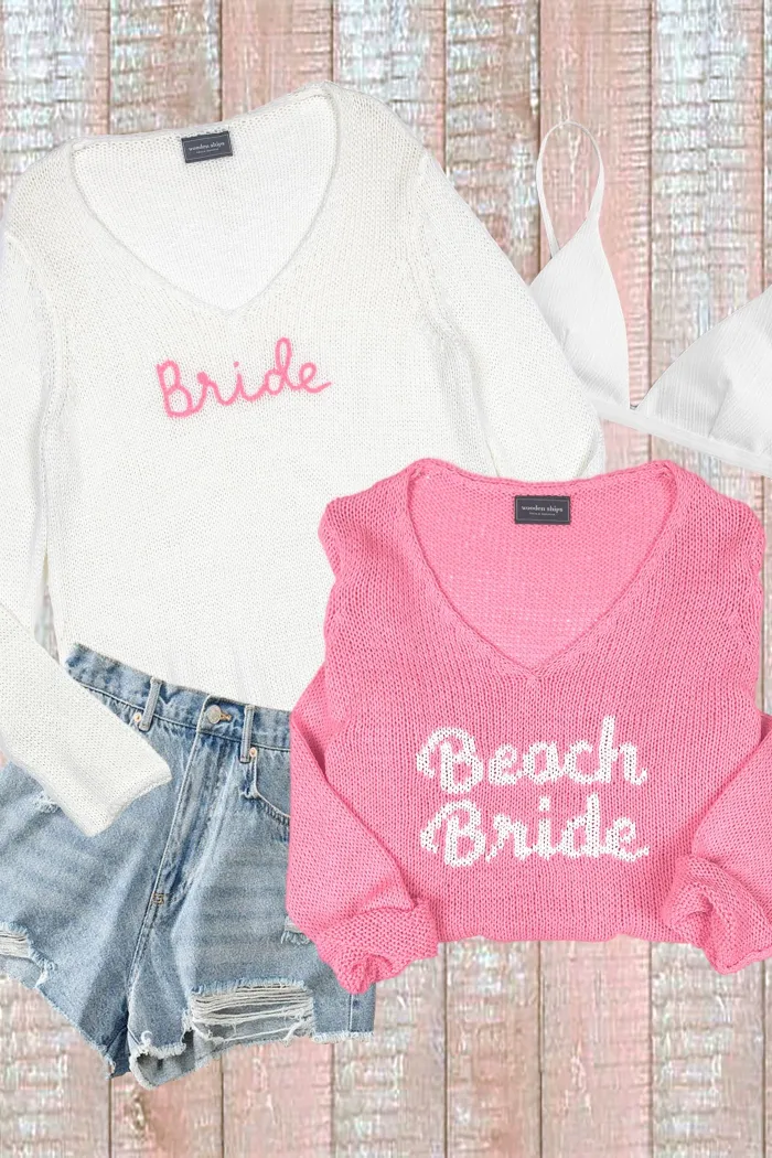 Beach Bride V Cotton Sweater