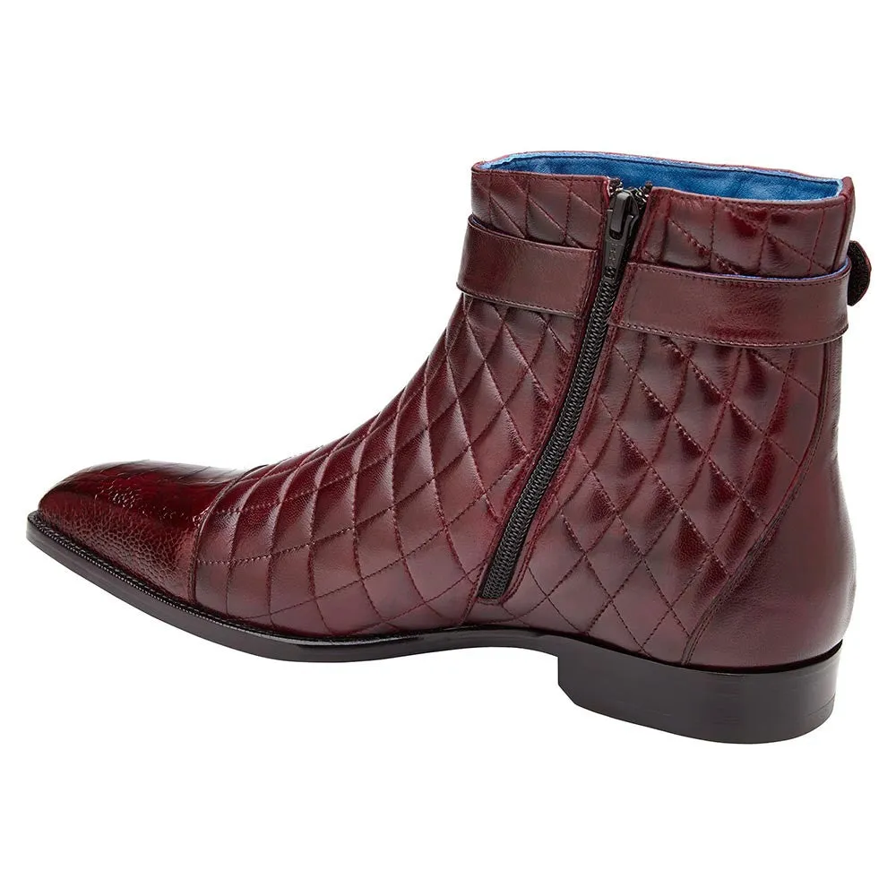 Belvedere Libero Antique Dark Burgundy Ostrich Leg & Quilted Leather Boots