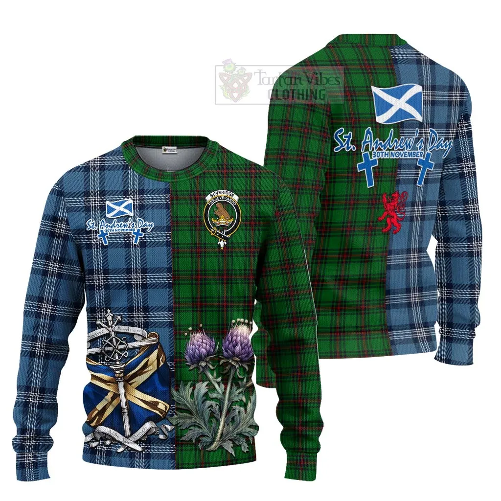 Beveridge Tartan Knitted Sweater Happy St. Andrew's Day Half Tartan Style