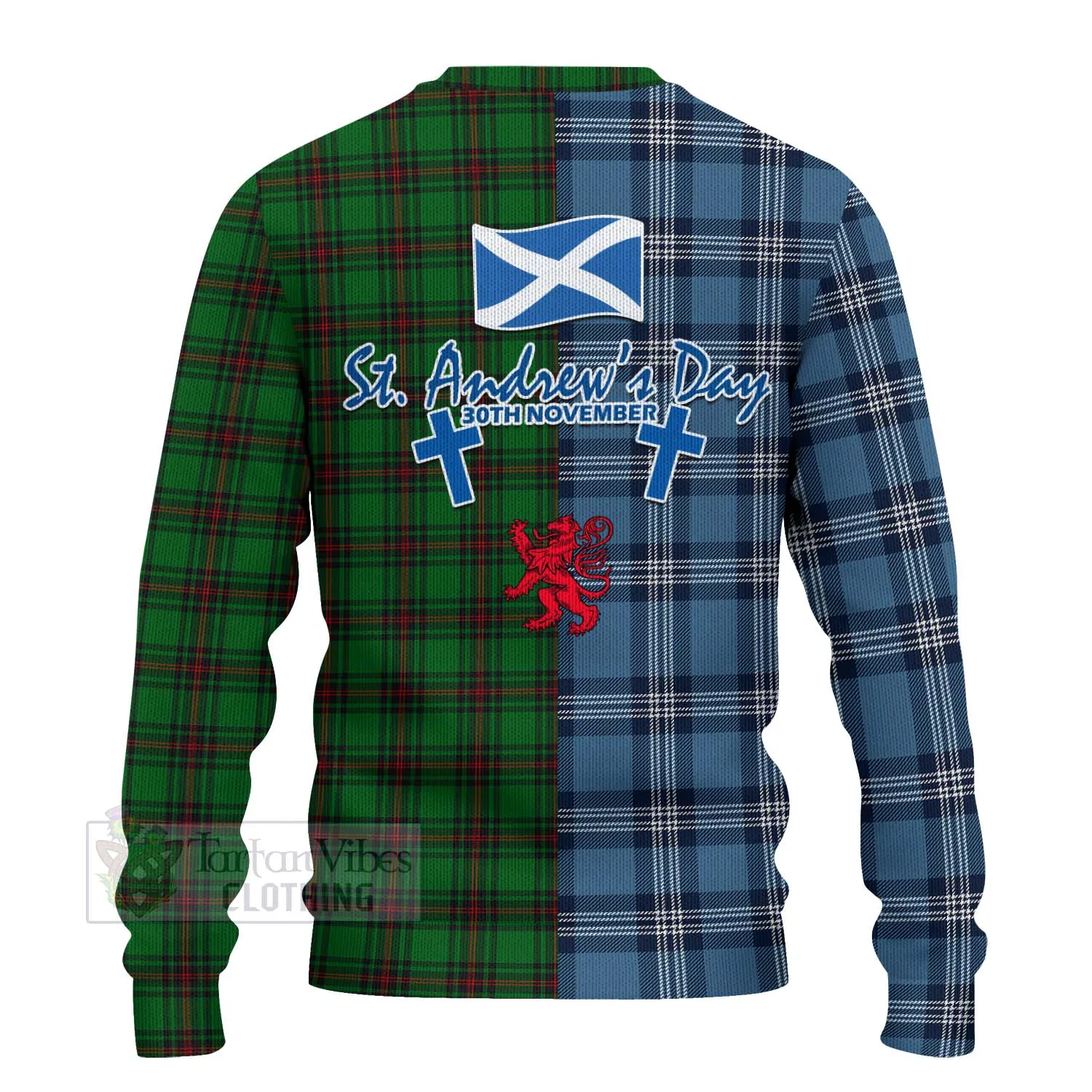 Beveridge Tartan Knitted Sweater Happy St. Andrew's Day Half Tartan Style