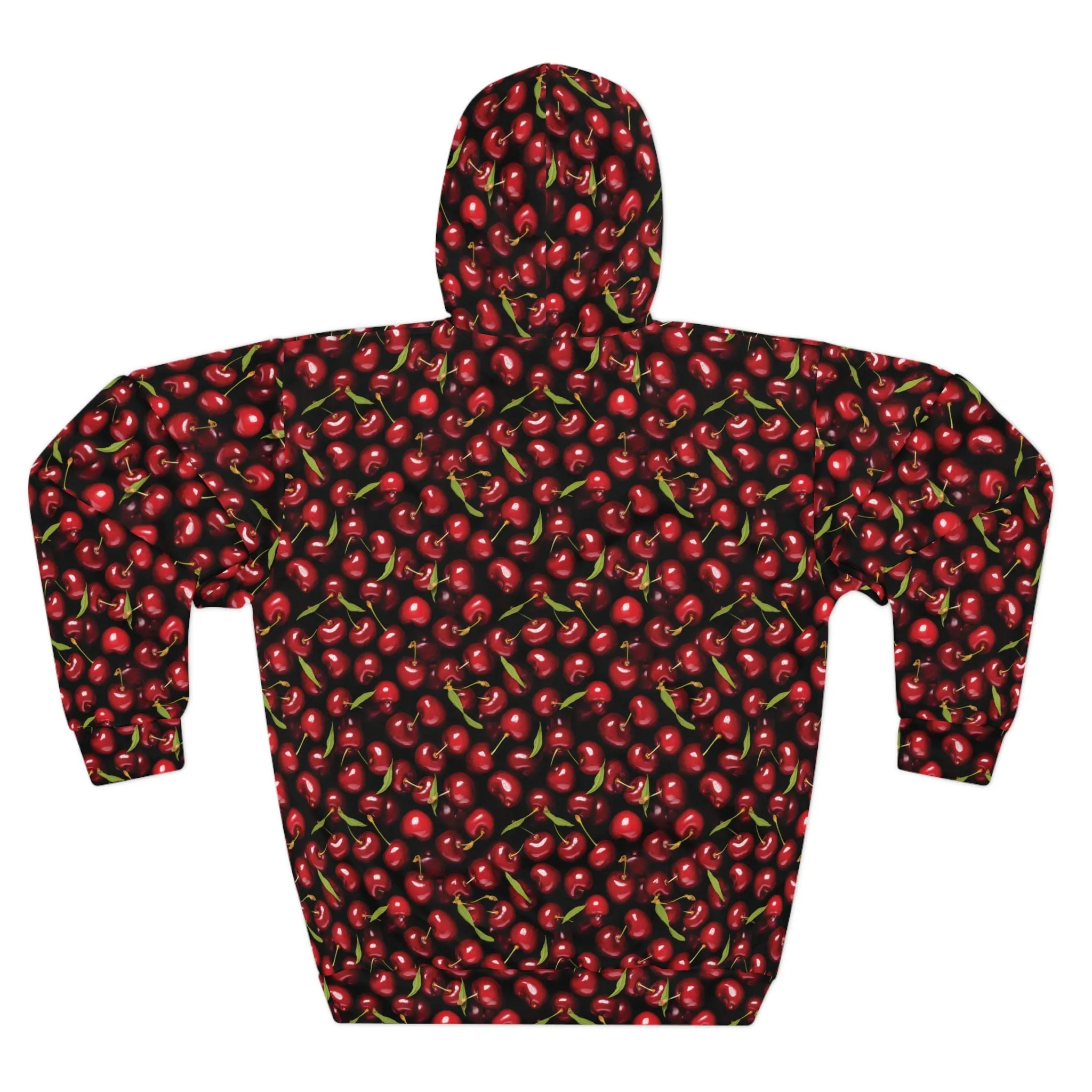 Black and Cherry Unisex Pullover Hoodie (AOP)