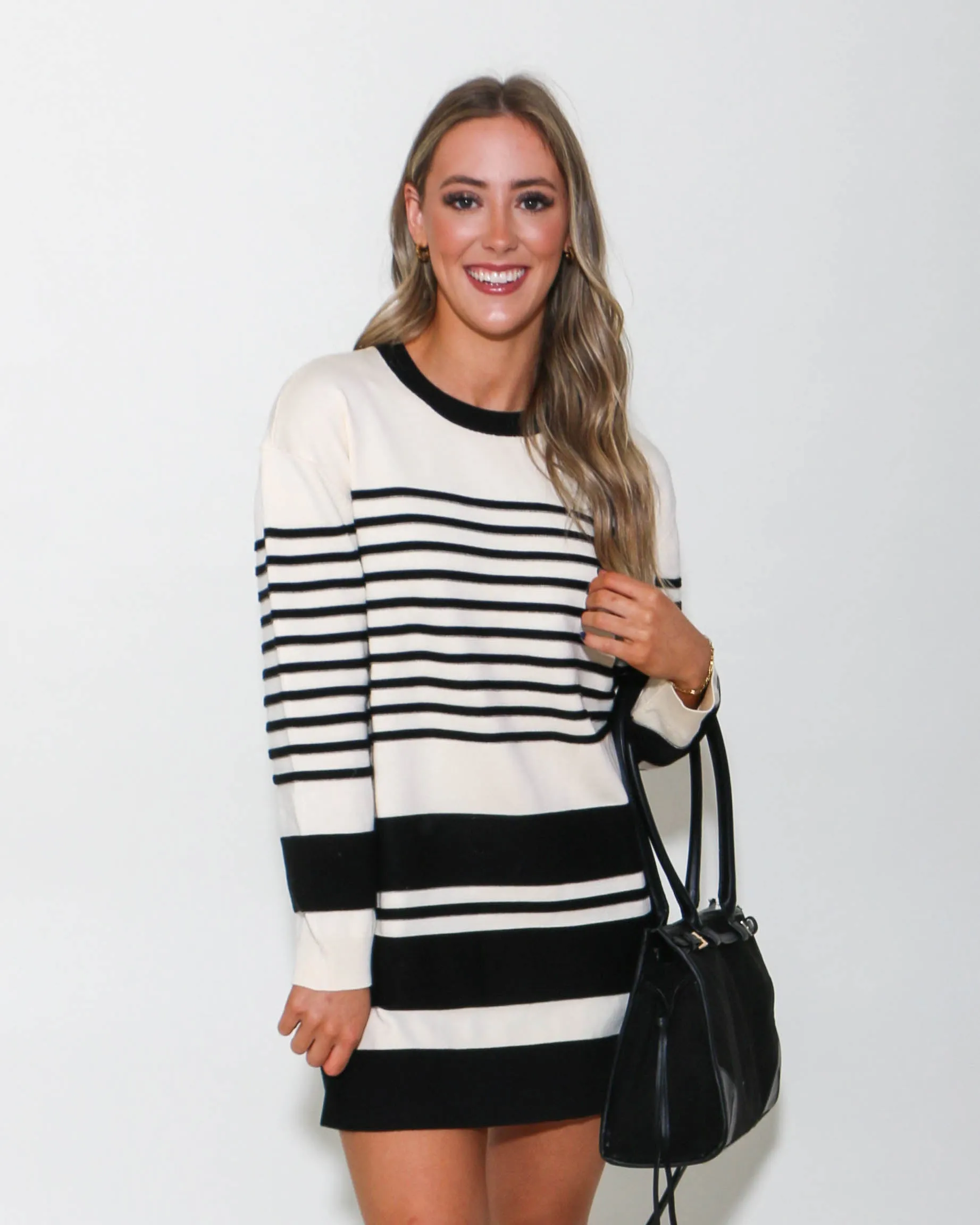 Black and White Striped SweaterDress