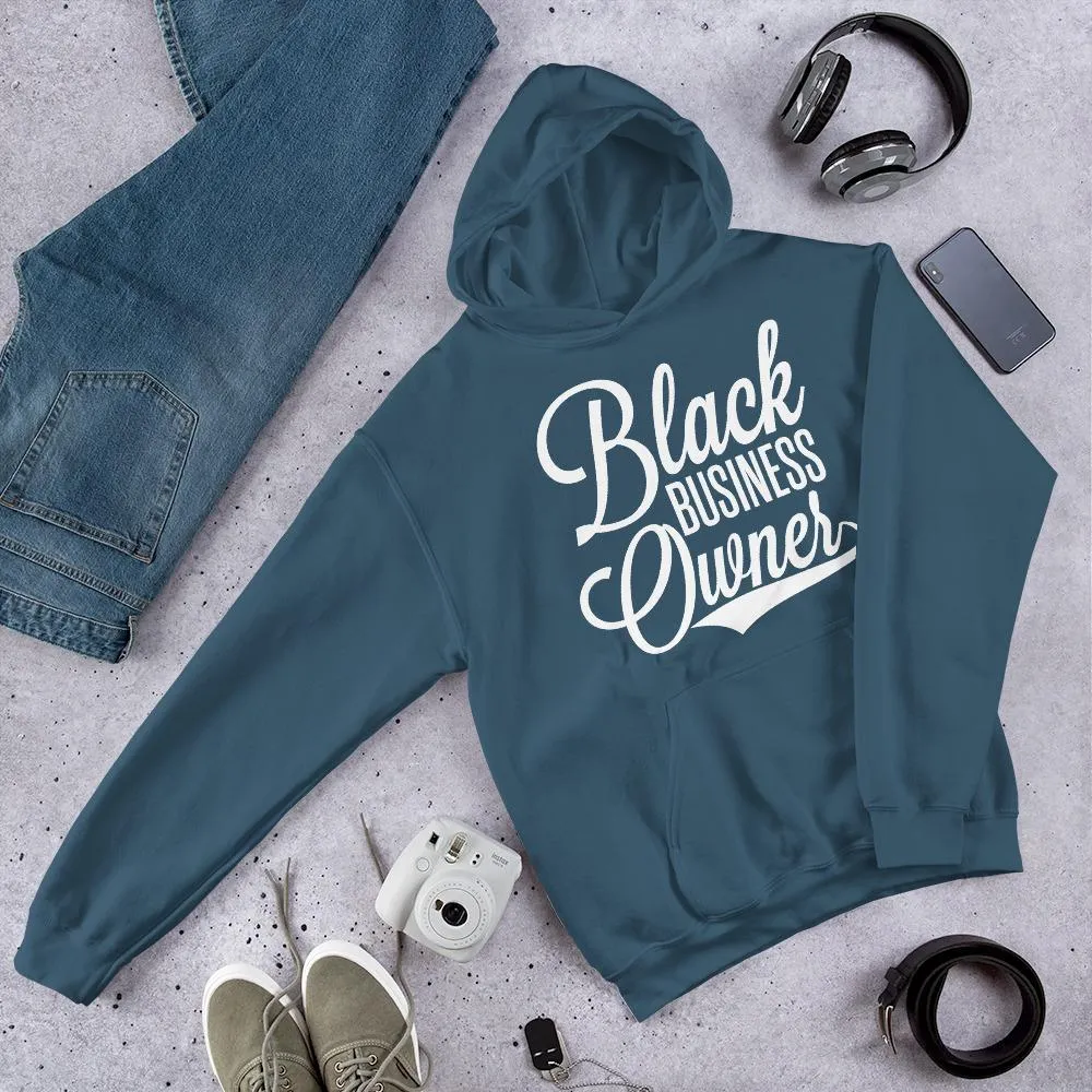 Black Business Owner Cursive Hooded Sweatshirt (Unisex)