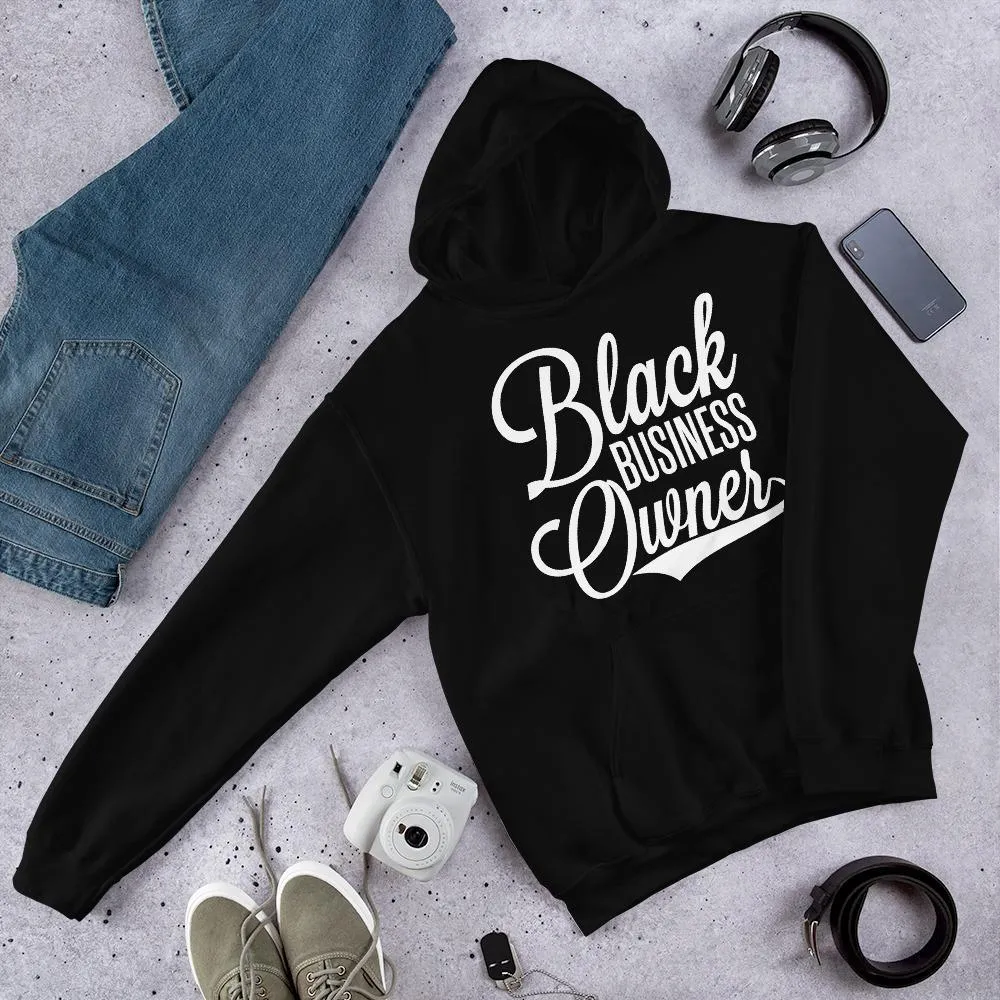 Black Business Owner Cursive Hooded Sweatshirt (Unisex)