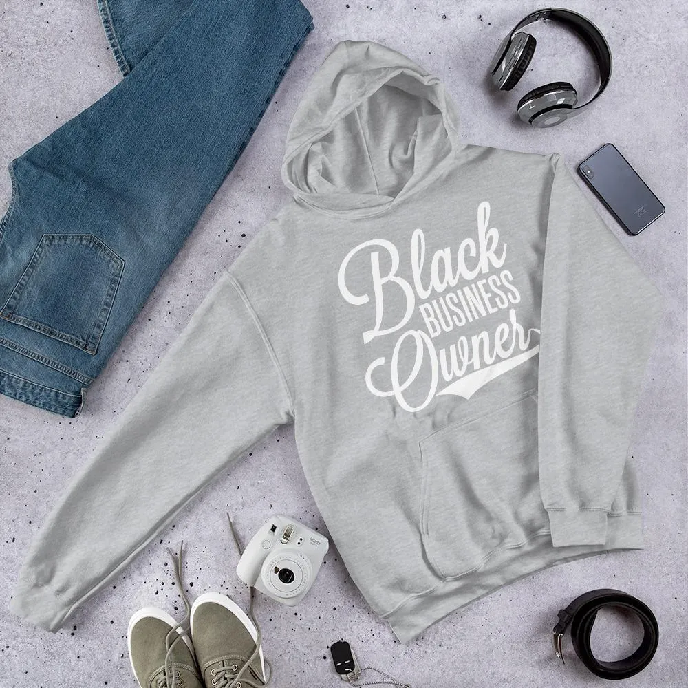 Black Business Owner Cursive Hooded Sweatshirt (Unisex)