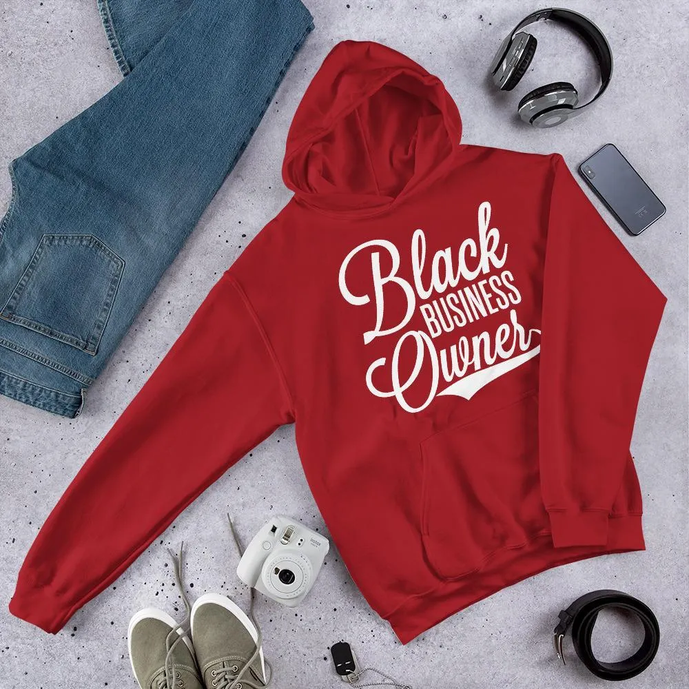 Black Business Owner Cursive Hooded Sweatshirt (Unisex)