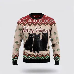 Black Cat Vintage Flower Ugly Christmas Sweater For Men And Women, Best Gift For Christmas, Christmas Fashion Winter