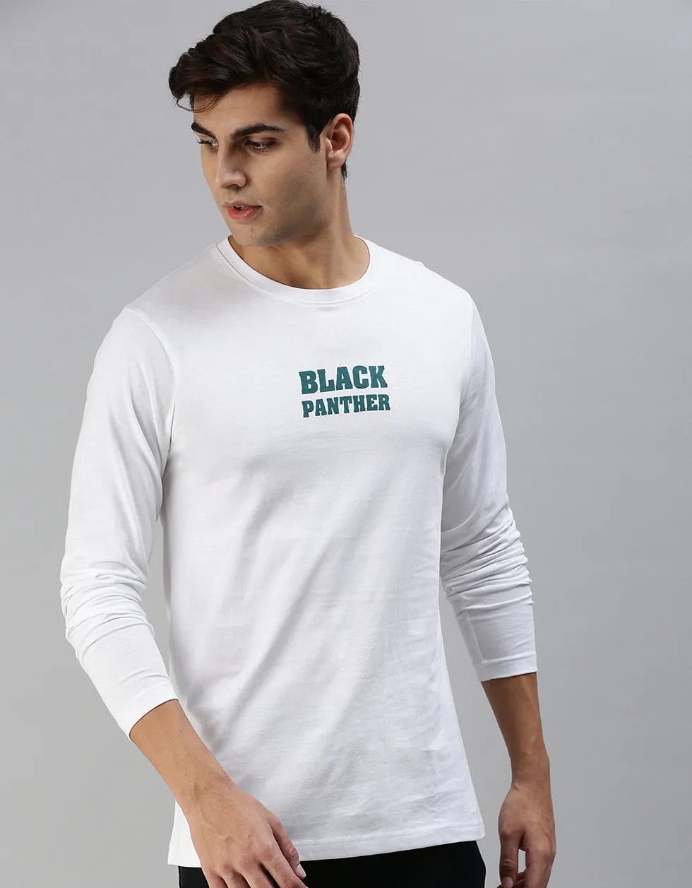 BLACK PANTHER White Back Typographic Printed Tshirt