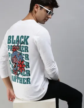 BLACK PANTHER White Back Typographic Printed Tshirt