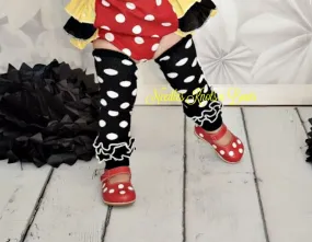 Black Polka Dot Leg Warmers with Ruffle