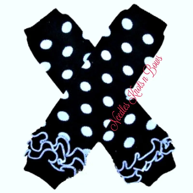 Black Polka Dot Leg Warmers with Ruffle