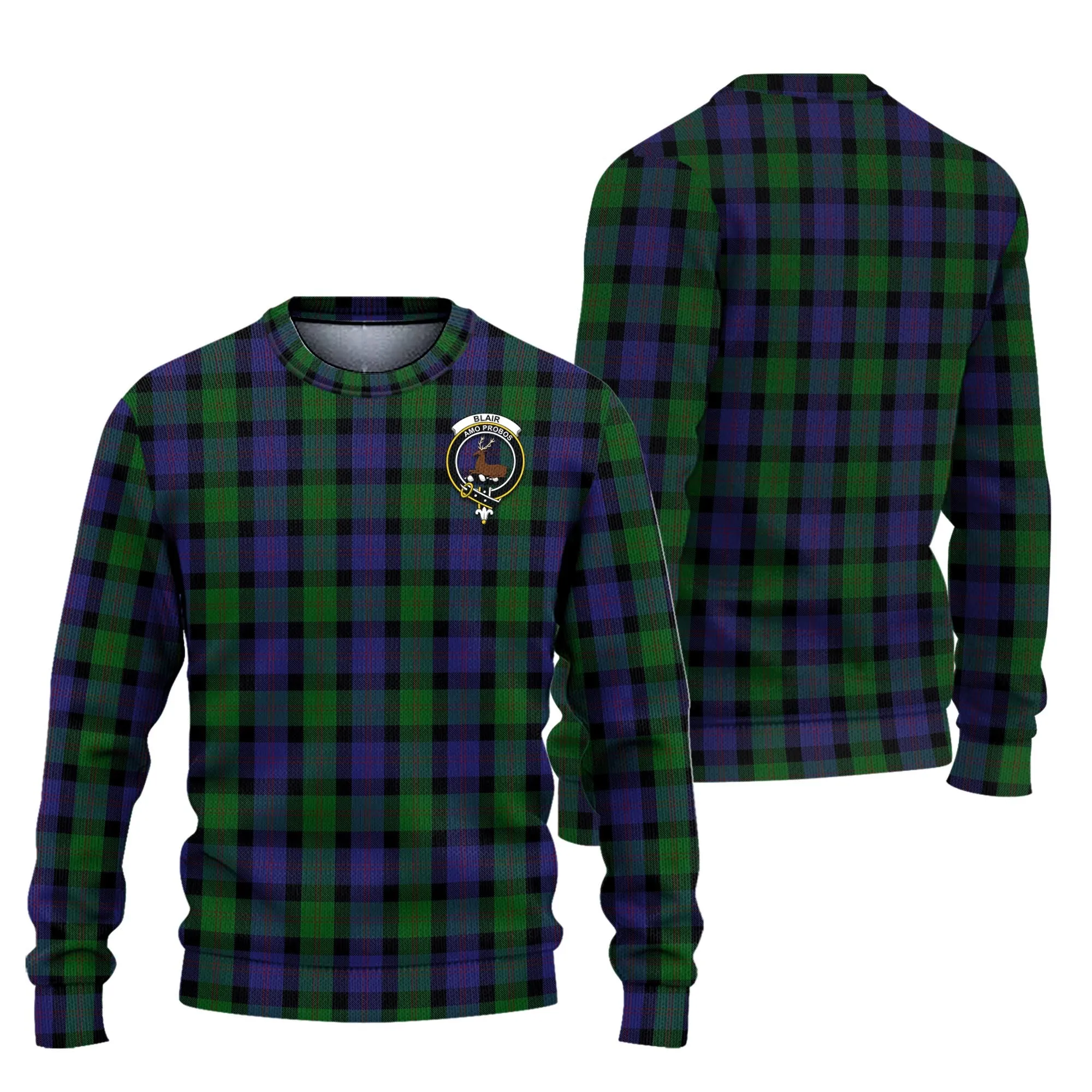 Blair Tartan Ugly Sweater with Family Crest