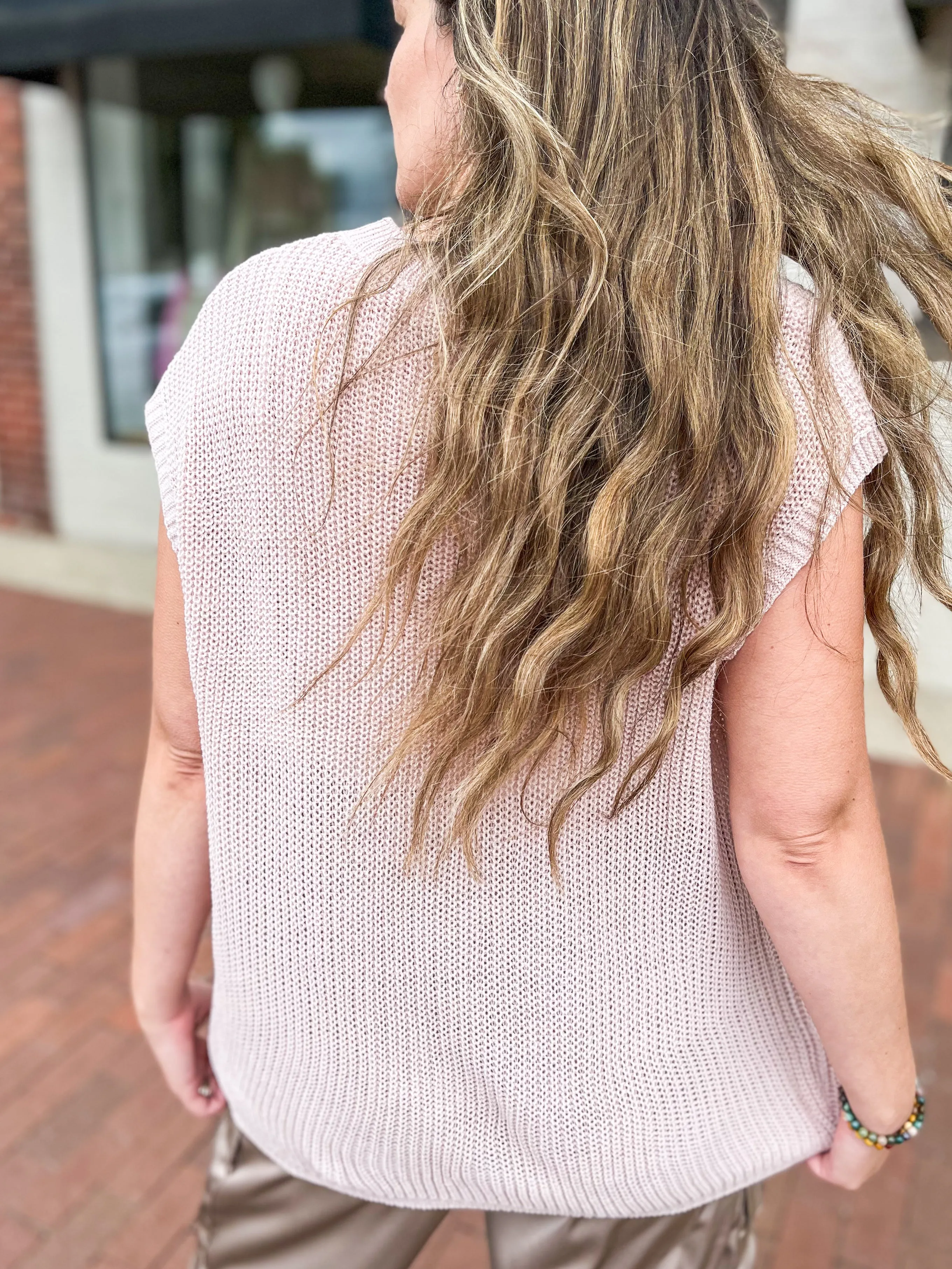 Blush Boxy Pocket Sweater