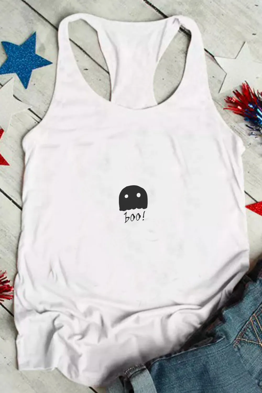 Boo Print Tank Top