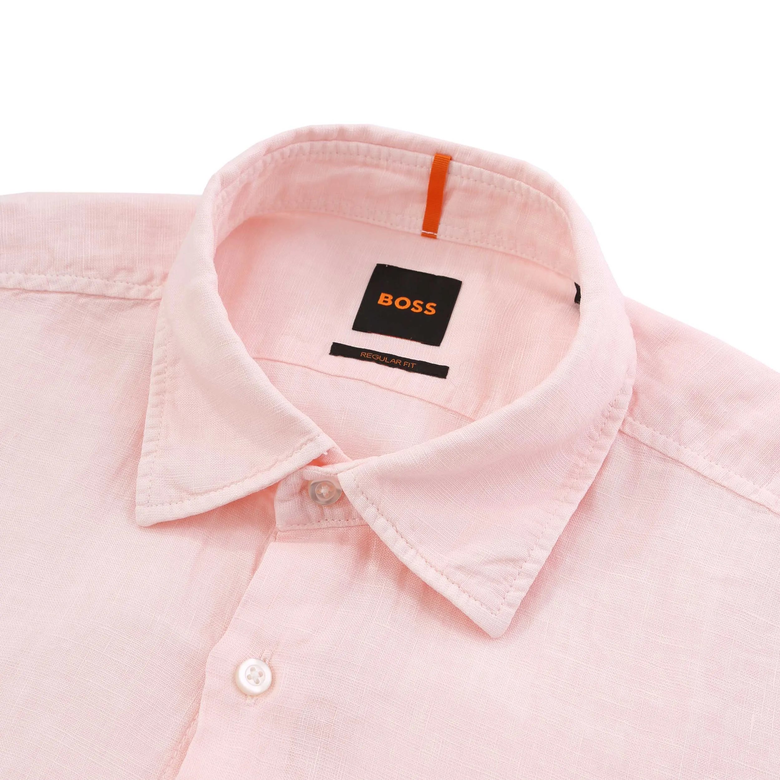 BOSS Rash 2 Short Sleeve Linen Shirt in Pink