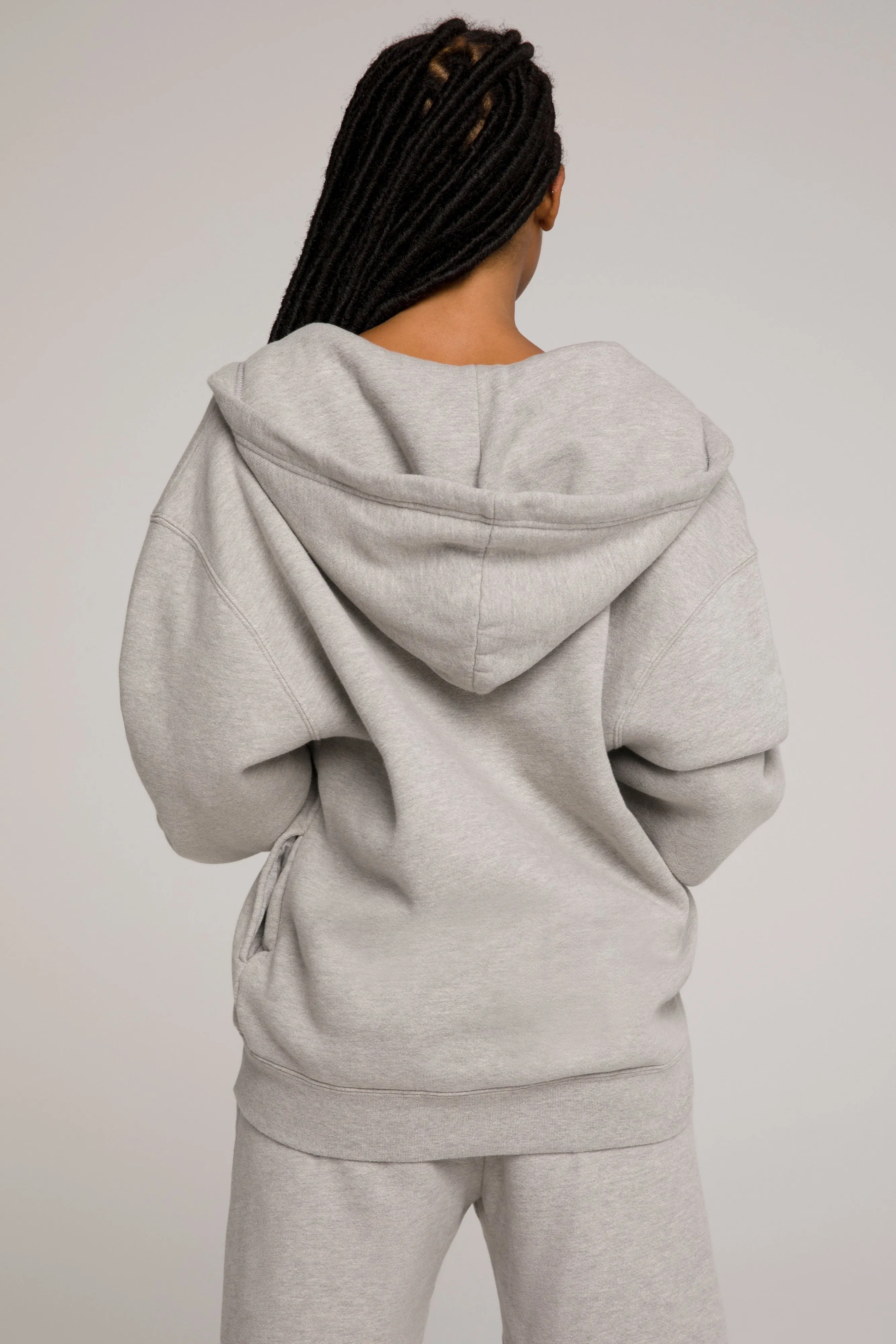 BOYFRIEND ZIP HOODIE | HEATHER GREY001