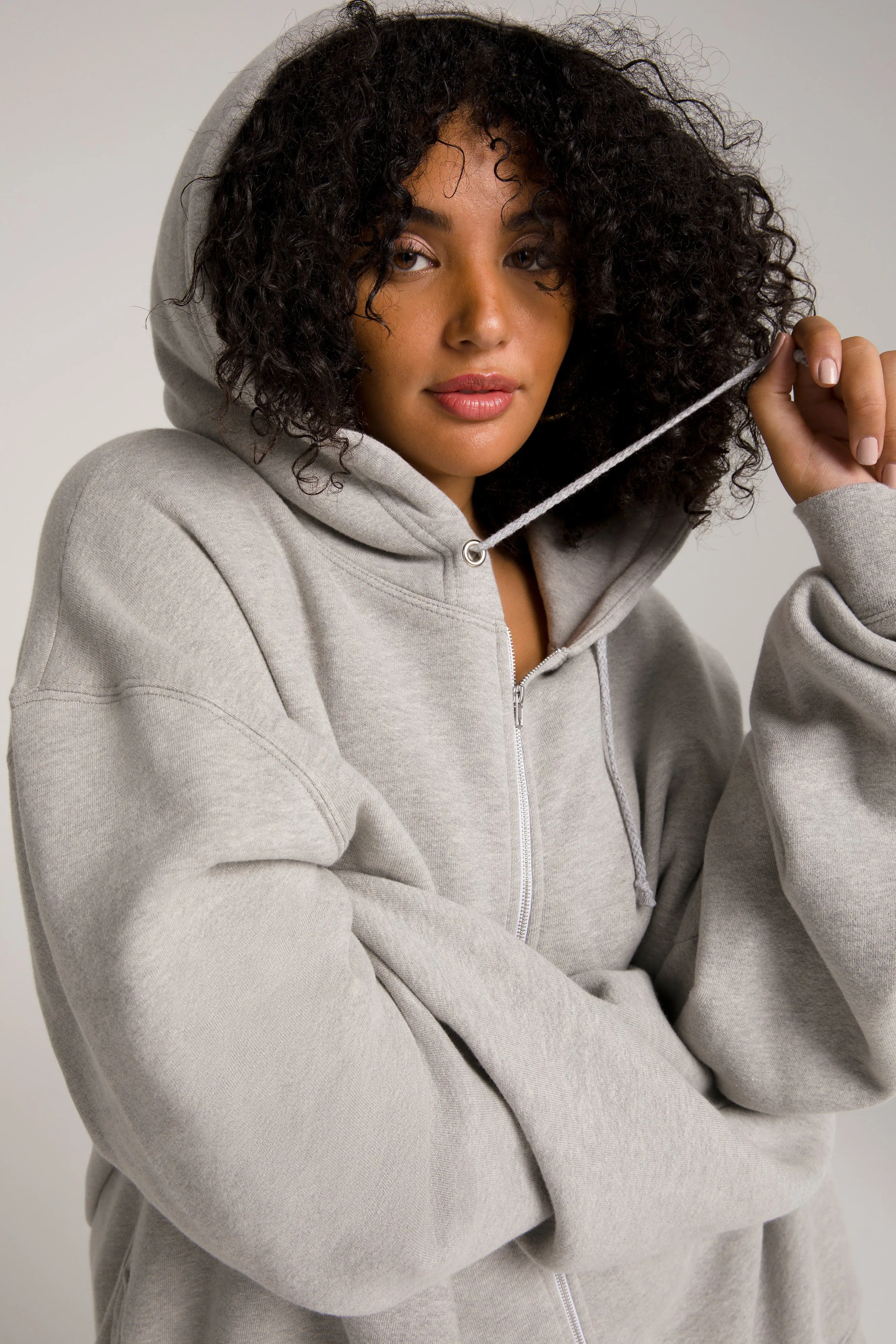 BOYFRIEND ZIP HOODIE | HEATHER GREY001